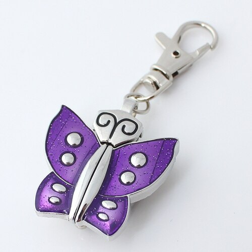 Krystal sommerfugl pige lomme vedhæng nøglering ur nøglering kæde ur med taske  gl08k lomme vedhæng ur klip: Lilla