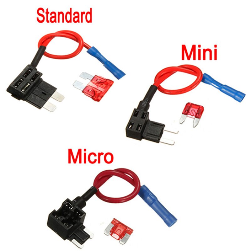 12v tilføj et kredsløb sikringsholder standard / mini / mikro 10a blad sikringsbokse holder piggy back sikringer tap adapter