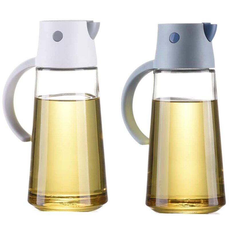 2 Pack 22Oz Glas Olijfolie Dispenser Flessen Voor Keuken Cruet Met Zwaartekracht Cap: Blue White