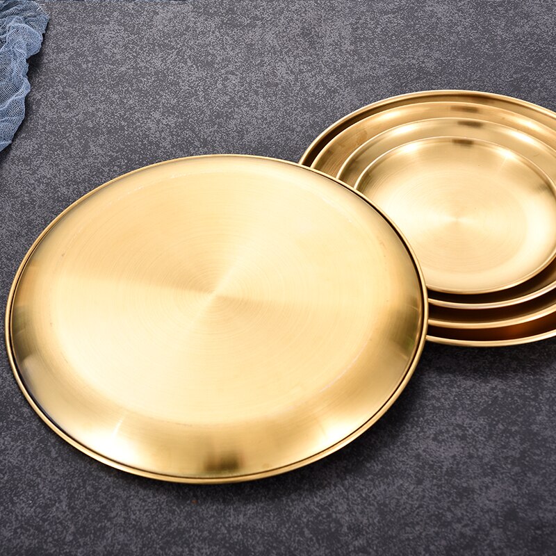 Serveringsfat och porslin i rostfritt stål / guld / koppar