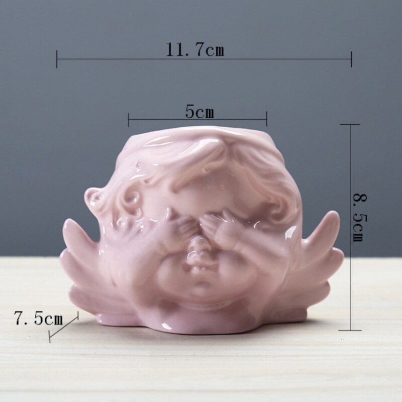 Ceramic Angel Flower Pot Cactus Wash Basin Succulent Potted Plant Flower Pot-Blue Prayer: 3