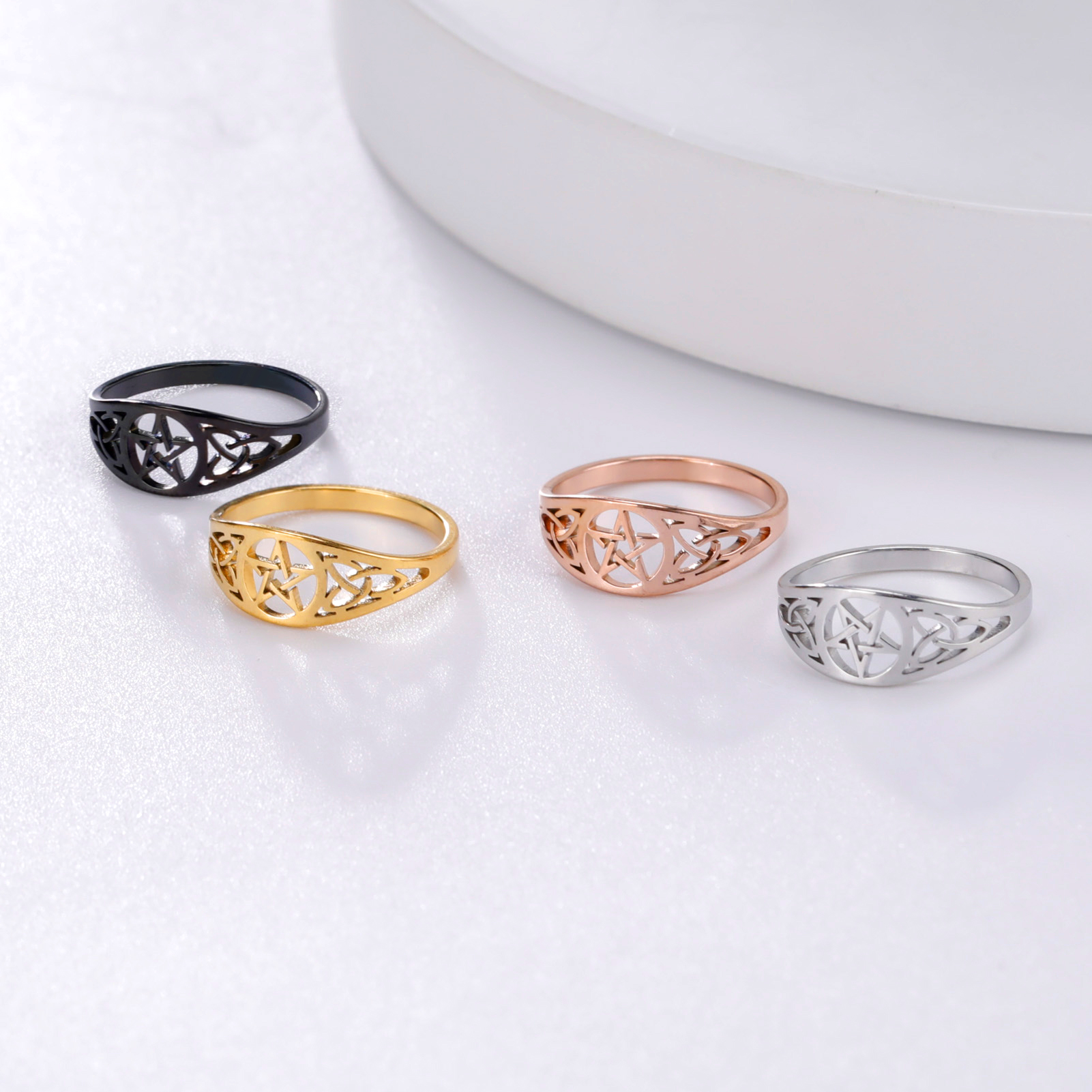 Skyrim – bague pentagramme étoile en acier inoxydable, nœud irlandais, pour femmes et hommes, amulette surnaturelle Wicca, bijoux , , 2025