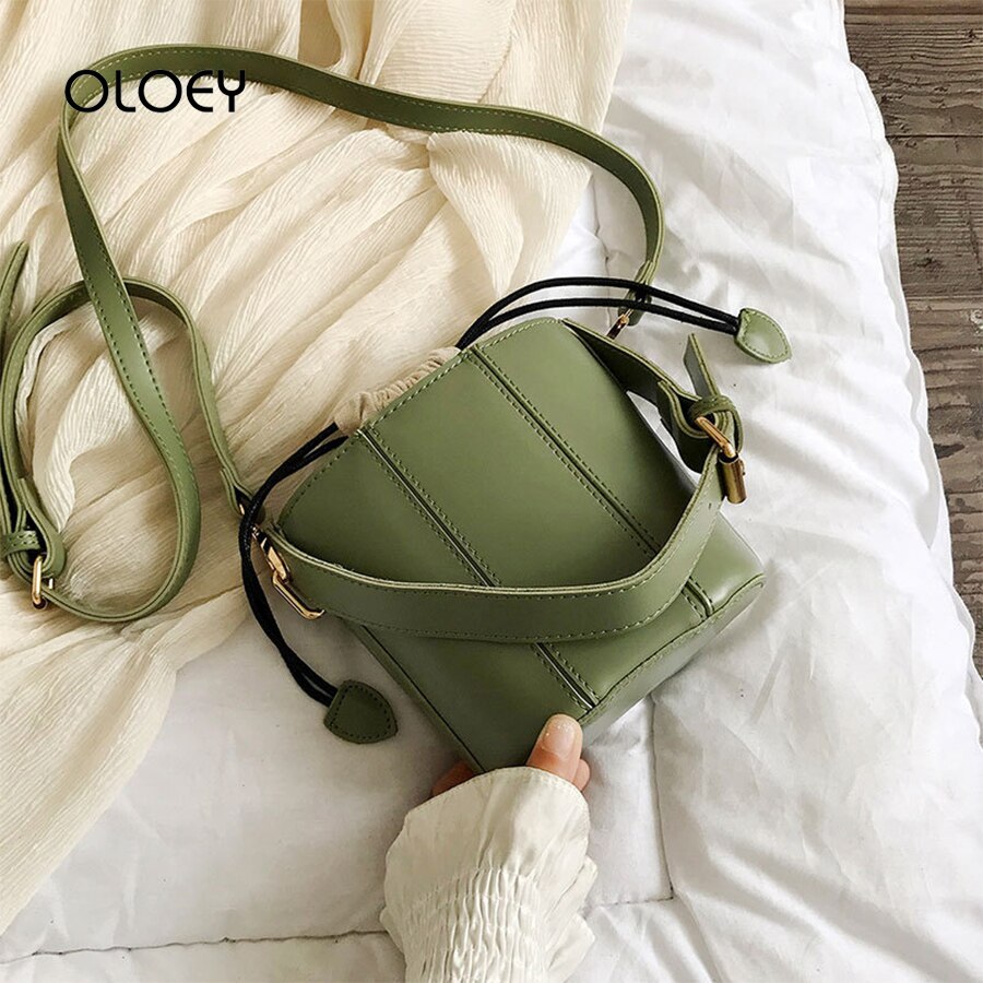 Bolsa de ombro feminina, bolsa de ombro com cordão, transversal, bolsa de mensageiro, de couro para mulheres