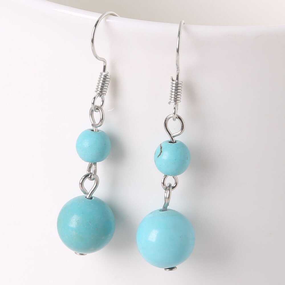 Earrings for girl Natural Stone Beads Dangle Long Lady Earrings for Jewelry Making Women DIY Charms Ear crafts: Turquoise