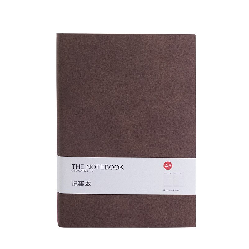 Notebook Business Thickened A5 Soft Leather Conference High-grade Exquisite Work Notebook Office Retro: Brown / A5-260P-210X145mm