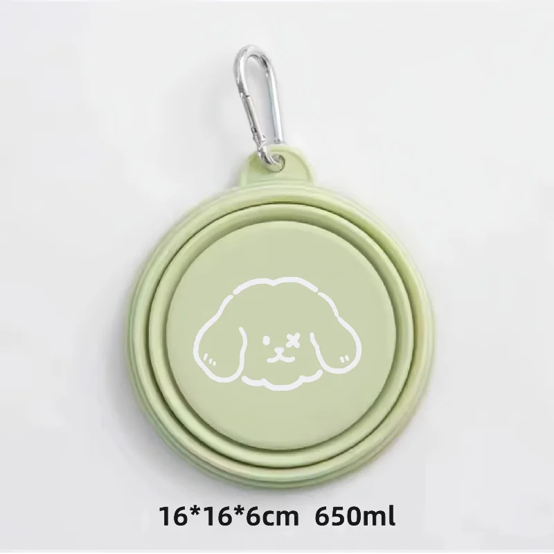 Dog Pet Folding Silicone Bowls 350ml/650ml Outdoor Travel Foldable Portable Cat Food Water Container Feeding Tray Bowls: Silver