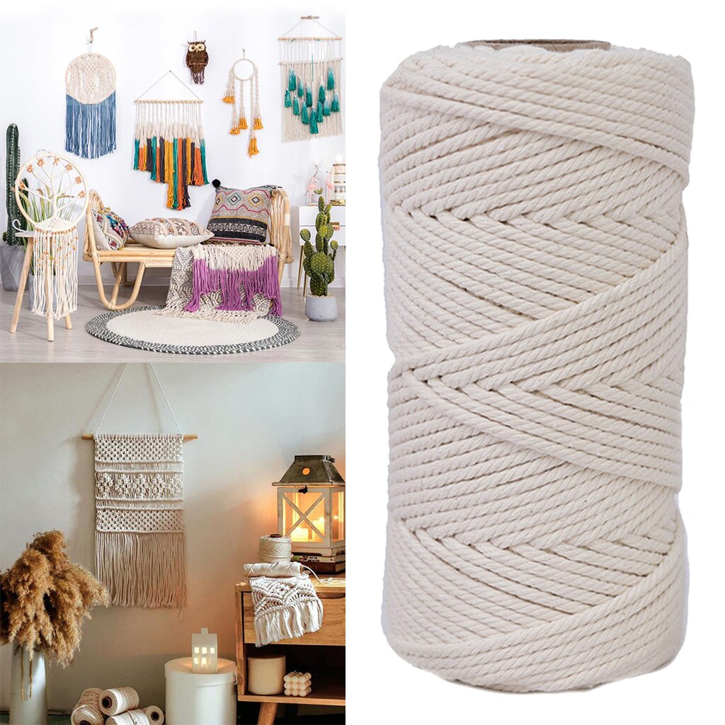 Macrame Cord 109Yards 100% Cotton Natural Cotton Cord Rope DIY Bracelet Thread Macrame Cord DIY Home Textile Craft Cotton Cord: 5mm