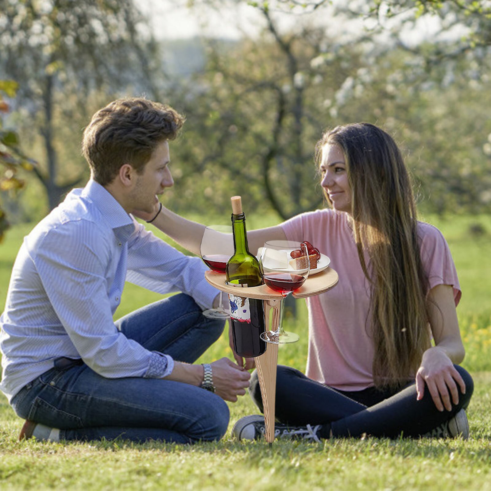 Outdoor Wijnrek Gazon Wijnrek Draagbare Outdoor Picknick Wijnrek Outdoor Wijn Tafel Met Opvouwbare Ronde Desktop