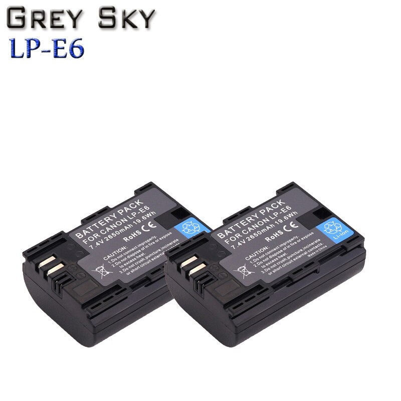 Batería para cámara Canon 5D Mark II III 7D 60D EOS 80D 70D 6D, accesorios L50, 2650mAh, 7,4 V, LP-E6 LPE6 LP E6, 4 Uds.: 2 battery