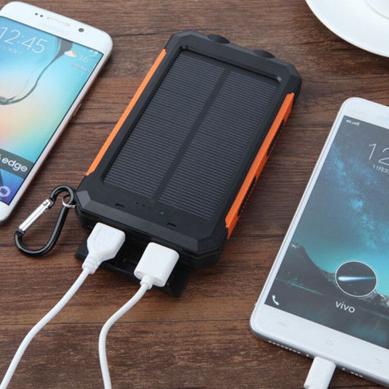 Ganda-Banco de energía portátil, Tenaga Surya, 10000 MAh, doble USB, batería Solar, Untuk Semua Ponsel
