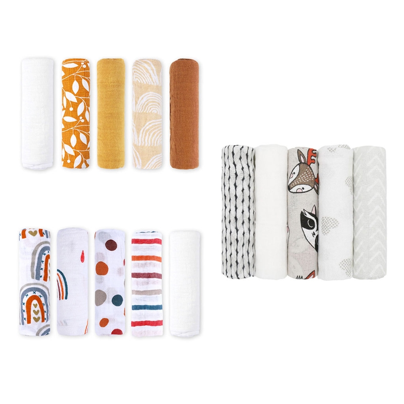 57ee 5 babytvättlappar badhanddukar näsdukar bomullsdukar mjuka absorberande tvättlappar för dagis