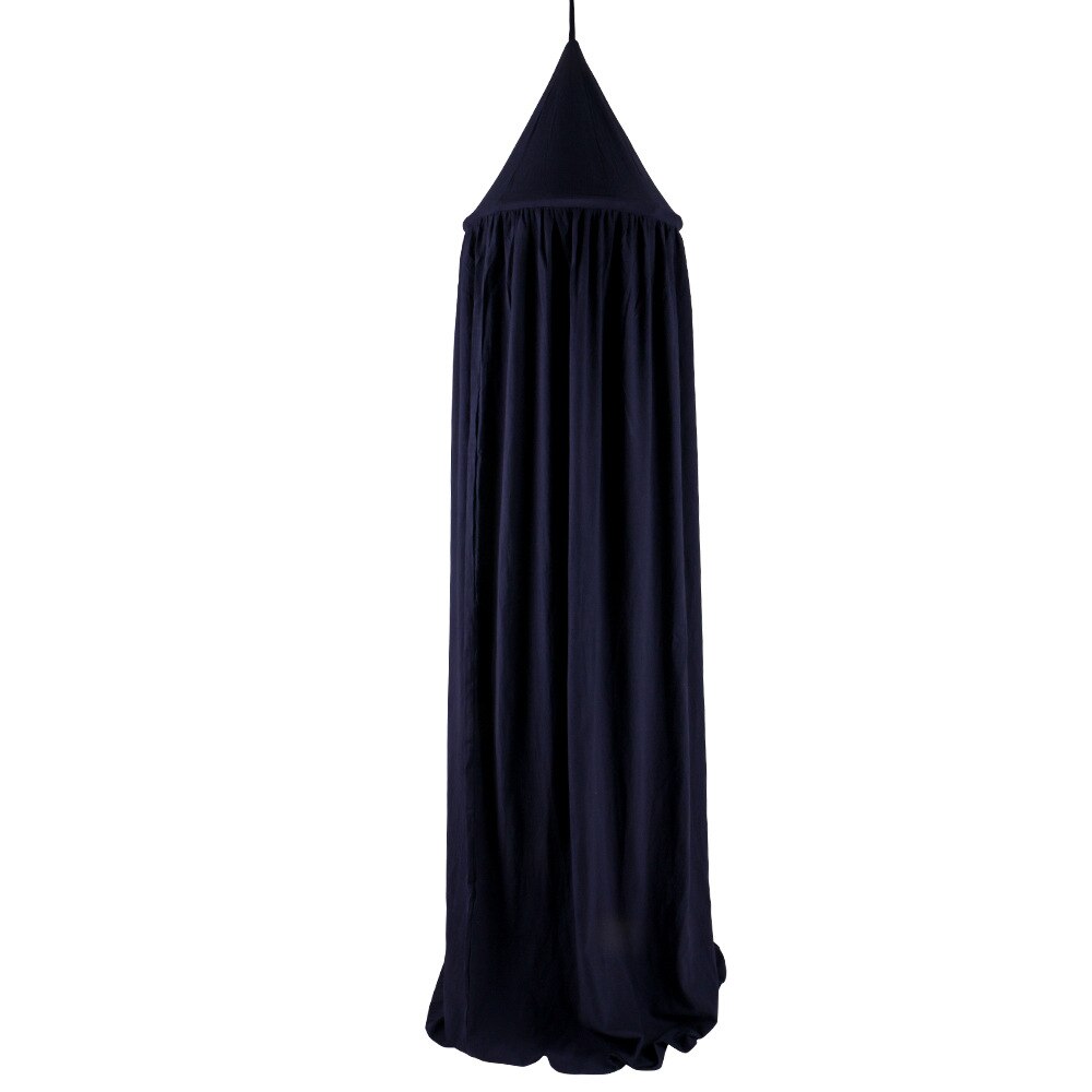 Cortina de cama colgante redondo para niños, dosel de algodón para bebé, mosquitera, casa, cama, cuna, tienda colgante, decoración del hogar, 8 colores: Azul oscuro