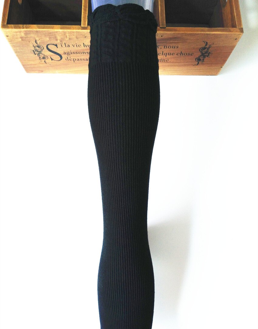 LINLING Summer Infant Over Knee High Socks Girls Mesh Breathable Stockings Autumn Toddler Girls Cotton Socks Solid Color P125: Black / L 42cm(8-12Y)