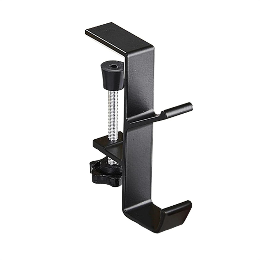 Justerbar skrivbordskrok headset ryggsäck förvaringshängare stansfri aluminiumlegering hemmakontor klassrum organisatör klämma: Svart