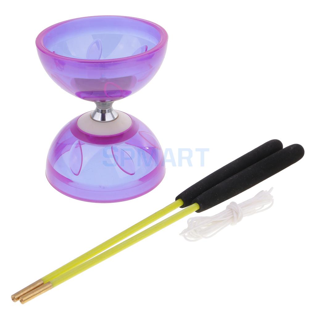 3 Triple Lager Jongleren Diabolo Speelgoed Met String Metal Sticks Kids Chinese Yoyo Professionele Educatief Speelgoed 13/10.5 Cm Diameter: Purple Large Size
