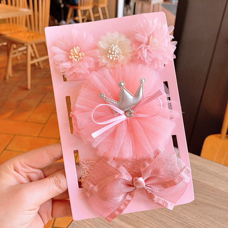 3 Pcs/Set Lace Flower Baby Headband Crown Bows Hairband Girl Turban Elastic Baby Hair Band Newborn Baby Hair Accessories: Style 3 G14