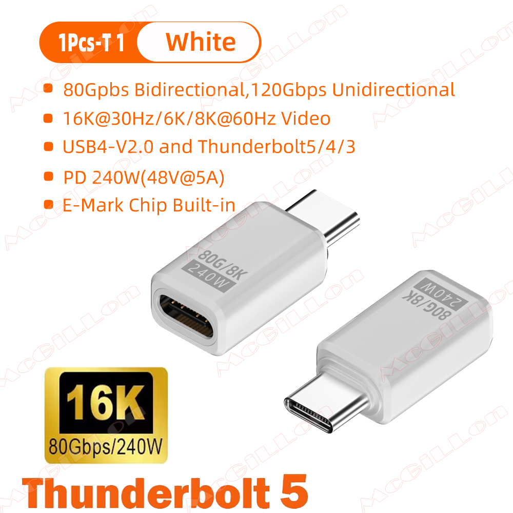 Thunderbolt 5 PD240W USB4 V2.0 Type-C naar Type C snellaadadapterconverter 80 Gbps dataconnector 8K bij 60 Hz USB C OTG-adapter: Rood