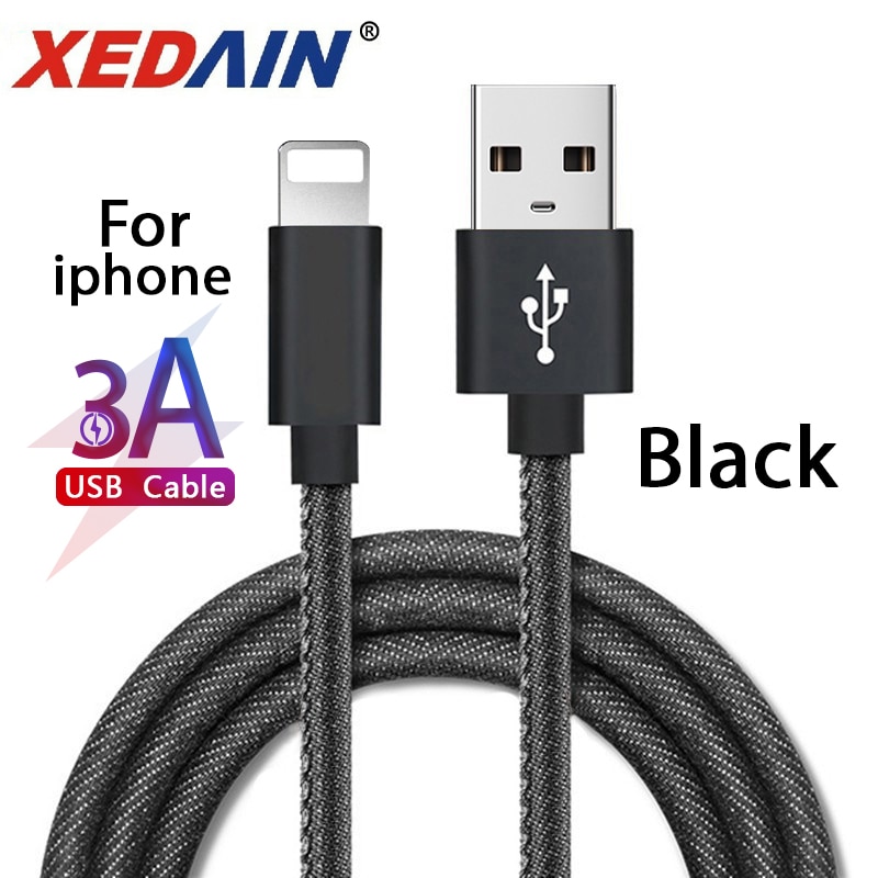 XEDAIN Denim Weave Data Cable With For iphone X XR MAX 7 8 11 Pro Fast Charging Wire USB Mobile Phone Cable Red Black Blue 1M 2M