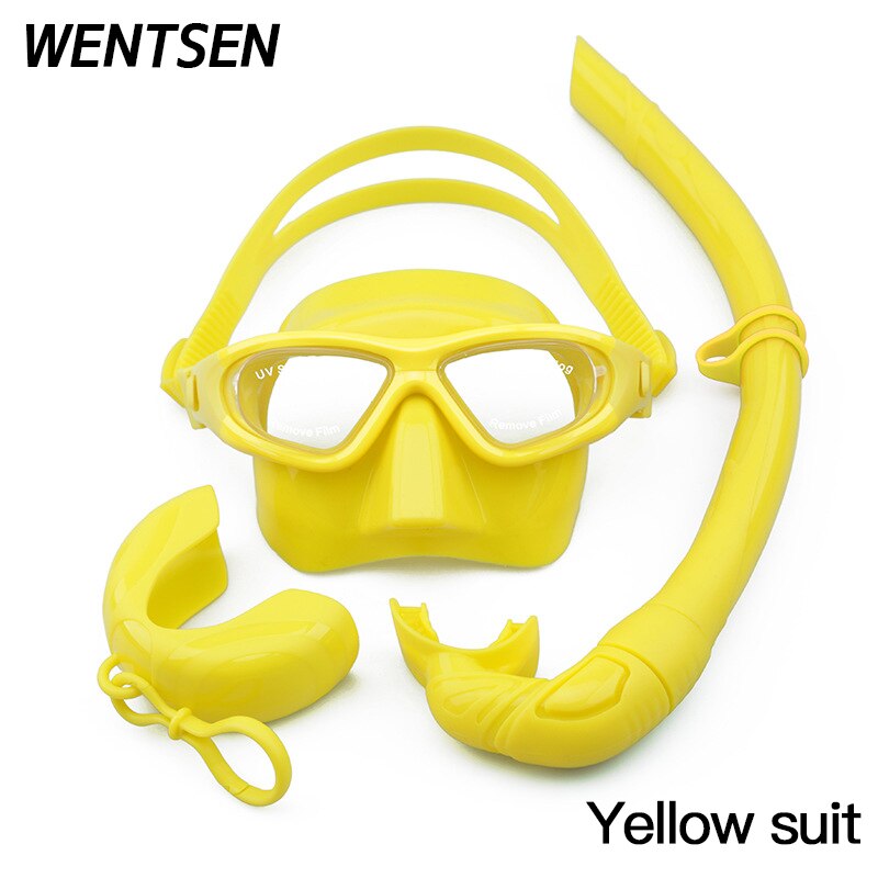 Free diving glasses Snorkel kit diving equipment underwater diving mask for freediving snorkeling set freedive goggles: Yellow suit