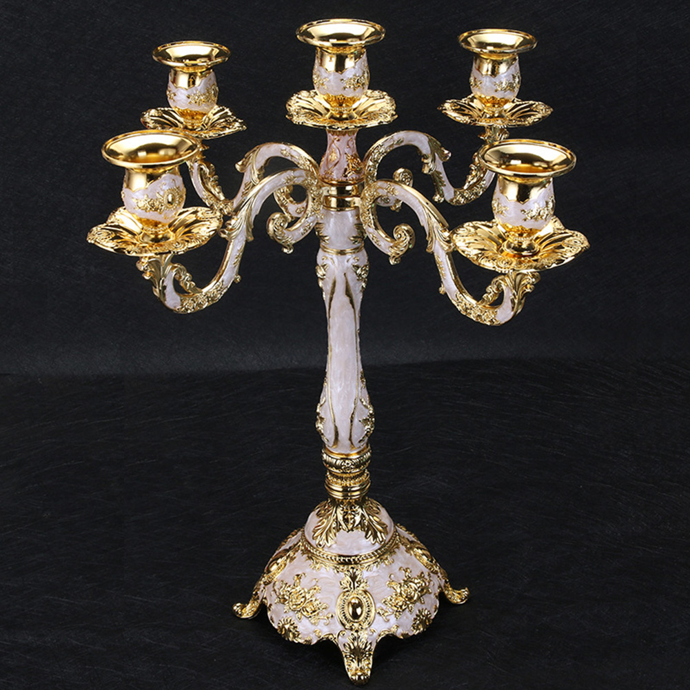 1PC Antique Retro Gold Candlesticks Tall Bronze Silver Christmas Candelabra Wedding Decorations European Metal Candle Holders