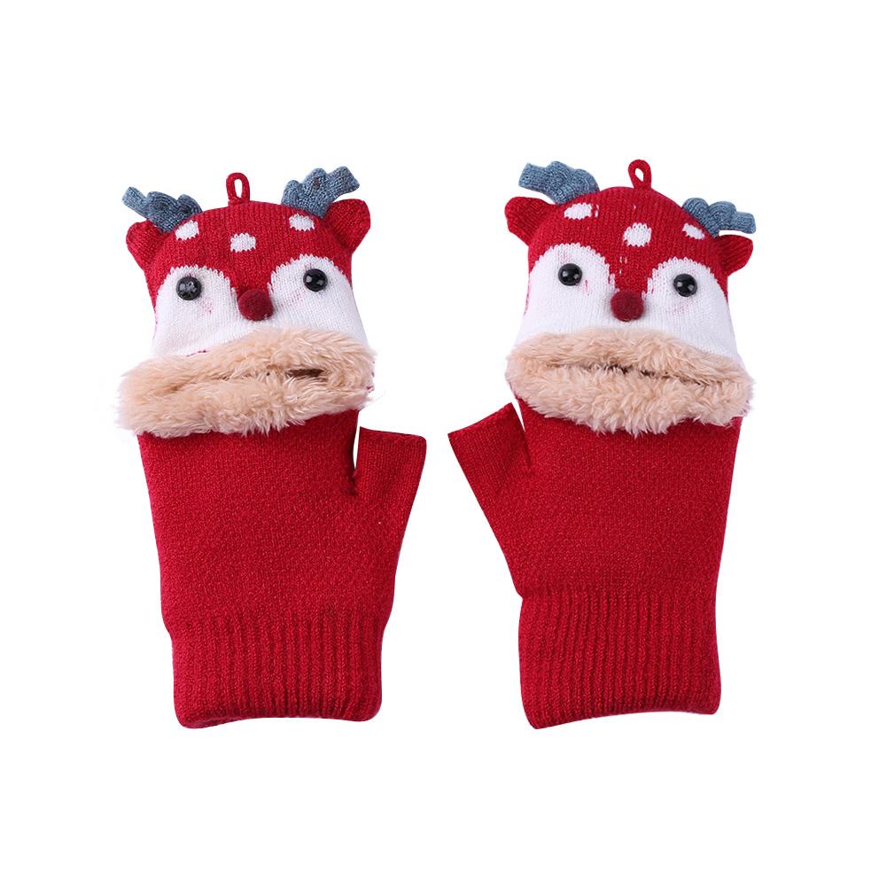 2pcs Winter Baby Gloves 2 In 1 Comfortable Thick Knit Wool Half Finger Gloves + Full Finger Gloves Kids Christmas Xmas Birthday