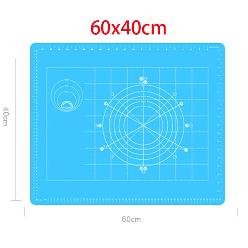 Antihaft Silikon zurück Skala matt Ofen rollen Teig Pad Lebensmittel Klasse Backen rollen Fondant Gebäck Matten Kuchen Kochen Werkzeug Neue: 60x40cm Blau