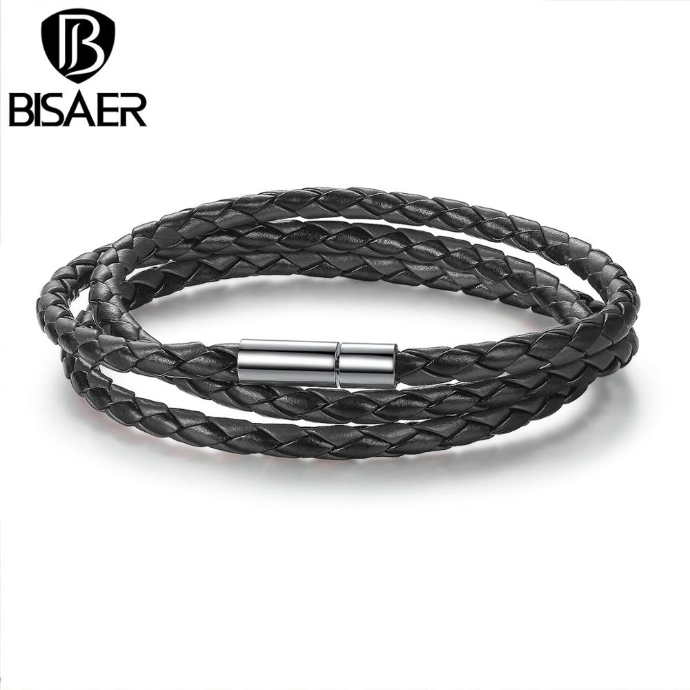 6 couleurs Bracelet en cuir hommes chaîne Bracelets pour hommes Femme Bracelet Bracelet corde Bracelet hommes bijoux unisexe GP0063: Black