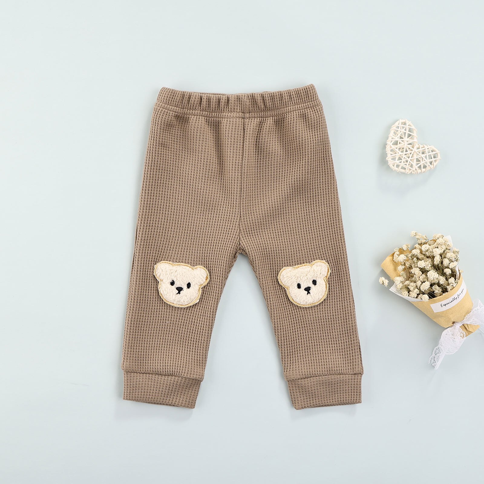 Peuter Kids Baby Jongen Meisje Leuke Wafel Broek Cartoon Beer Patroon Elastische Taille Broek Lente Herfst Baby Kleding 0-3 Jaar