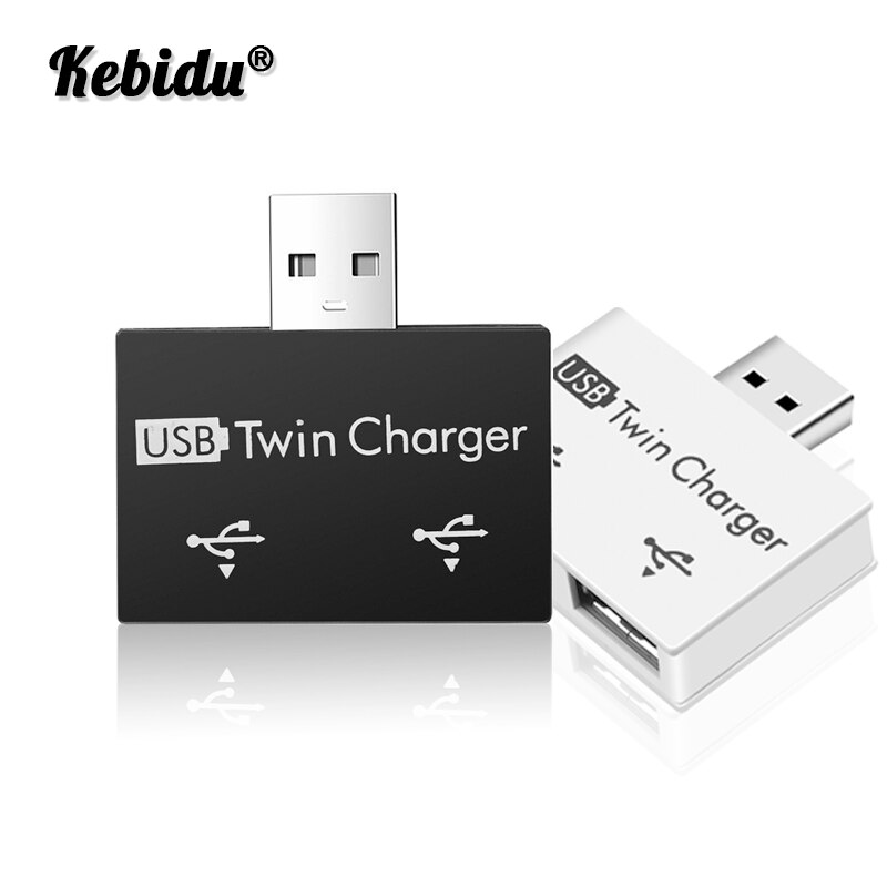 Kebidu Mini USB Twin Charger USB Naar 2 Poort Oplader Adapter Splitter Hub Voor Mobiele Telefoons Computers U Schijf Accessoires gadgets