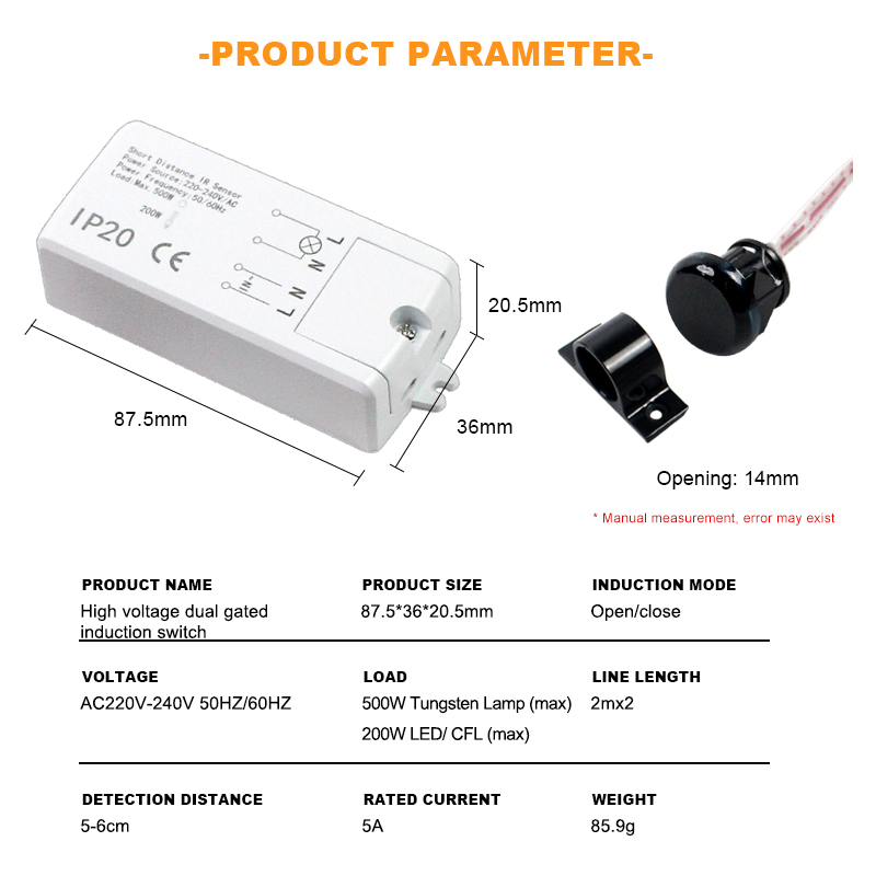 AC220V dual cabinet door sensor switch, door opening trigger, cabinet wardrobe drawer LED light controller with motion function