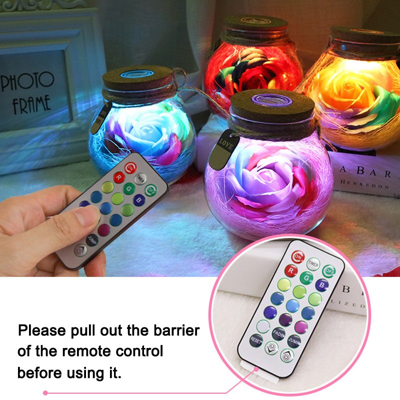 LED RGB Rose Lamp Bloem Fles Nachtlampje Afstandsbediening Rose Lamp Verlichting LKS99