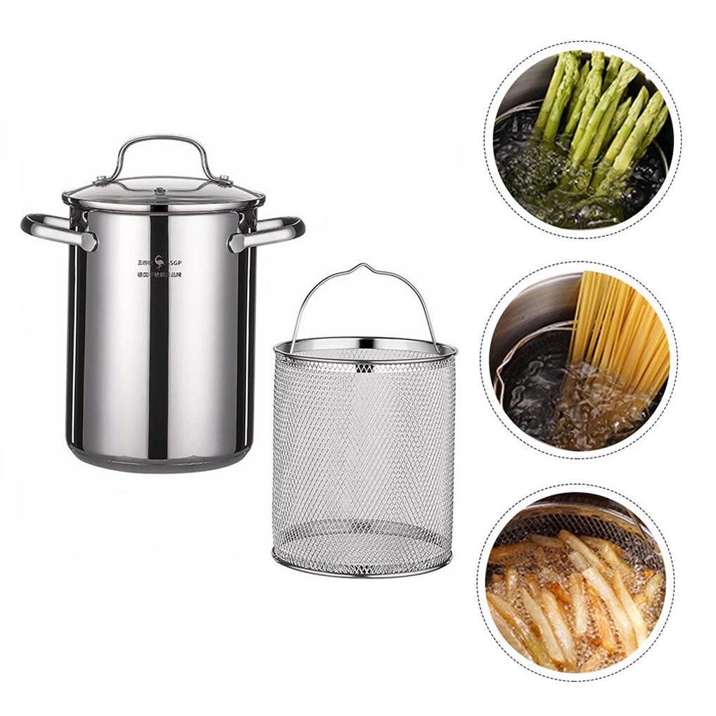 Rvs 3Pcs Asperges Pot Met Geperforeerde Mand