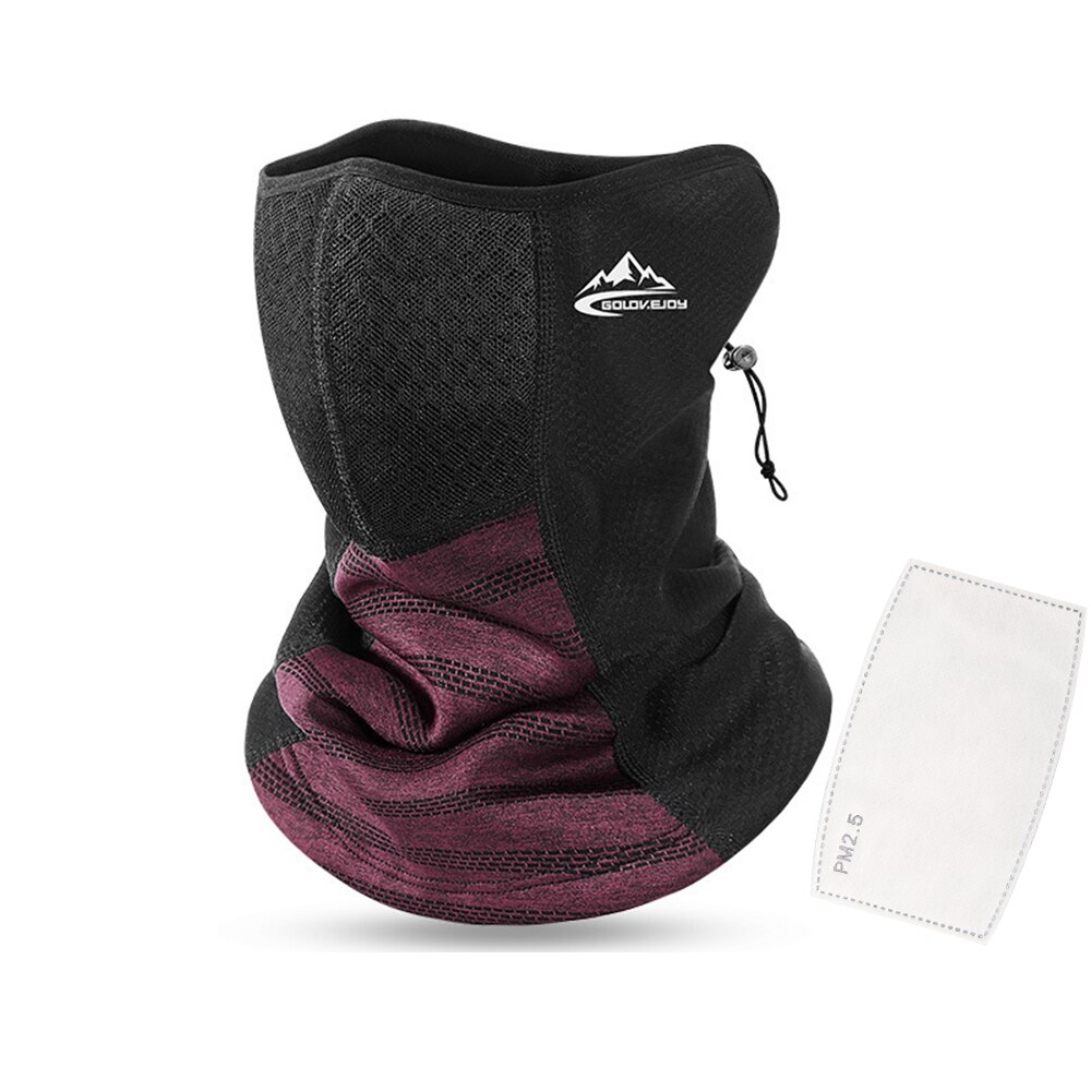 Unisex Winter Cycling Face Scarf With PM2.5 Filter Neck Warmer Outdoor Running Fleece Bicycle Bandana Sport Windproof Headwear: style1  red
