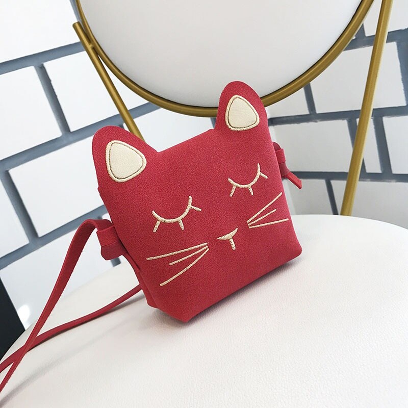 Cute PU Leather Kids Coin Purse Rabbit Bowknot Mini Messenger Bag Handbag Children Crossbody Bag for Girl Shoulder Bags: red