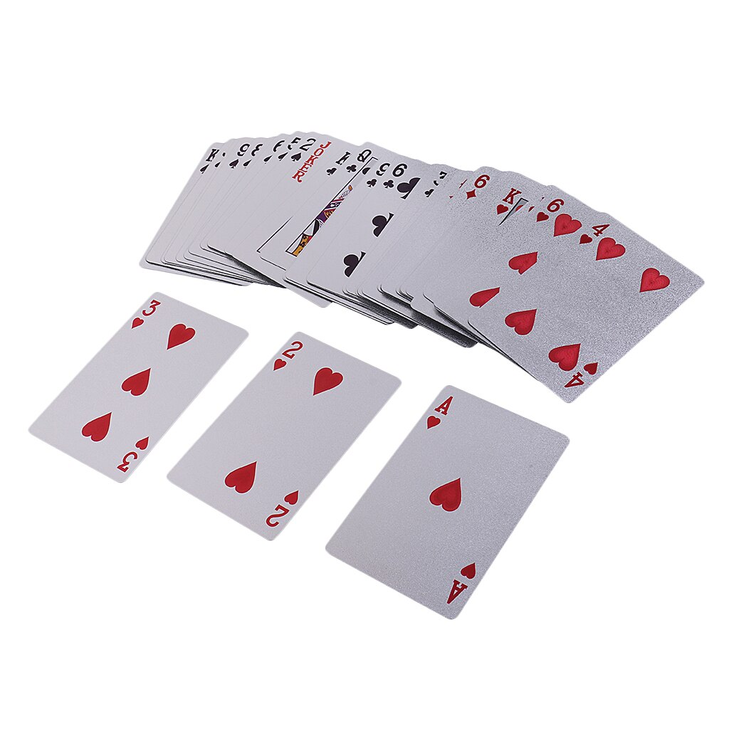 1 Deck Silver Foil Waterproof Plastic Poker PVC Playing Cards Game Pokers