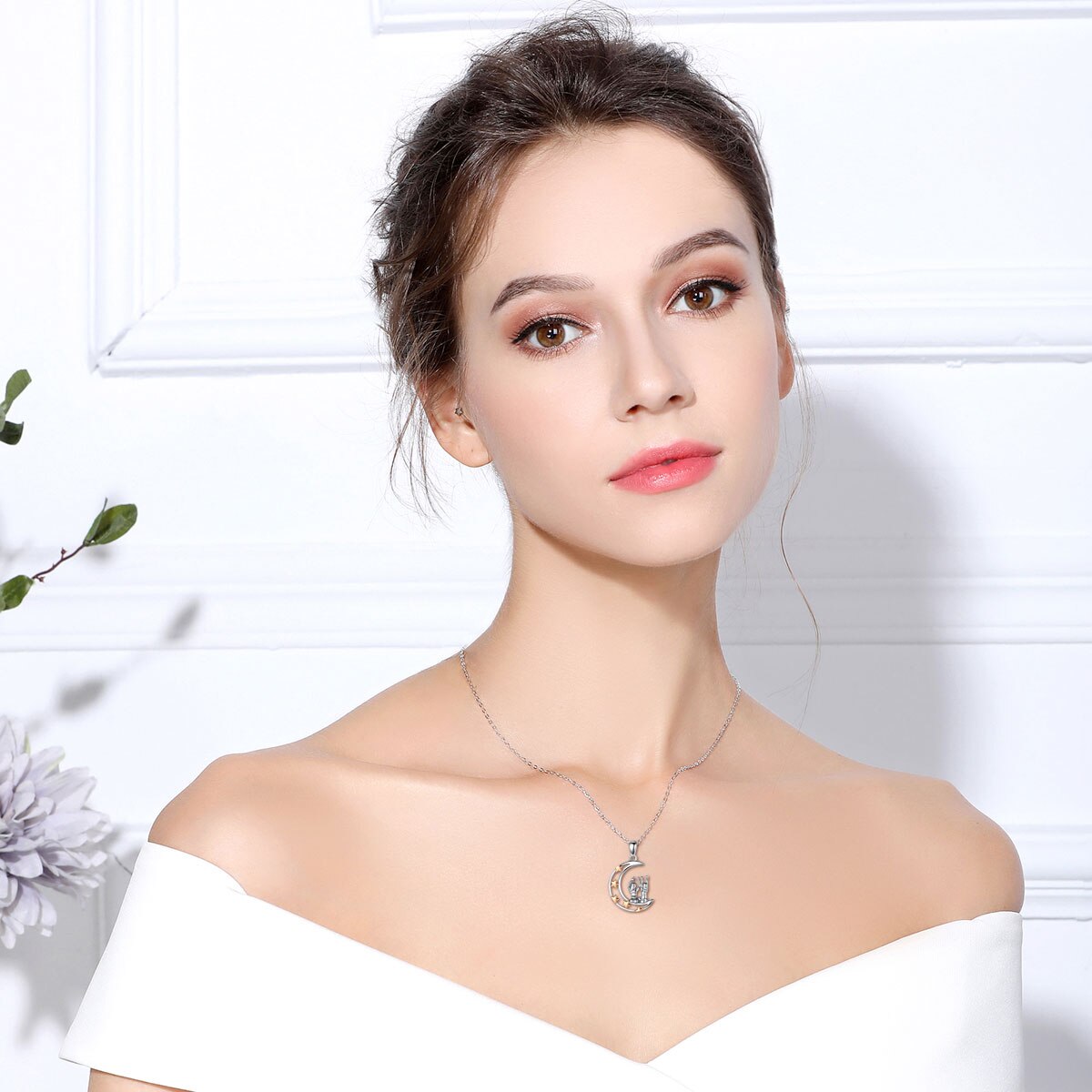 Eudora real 925 sterling silber gute schwester roségold anhänger liebesmond halskette schmuck für geburtstag box cyd 642