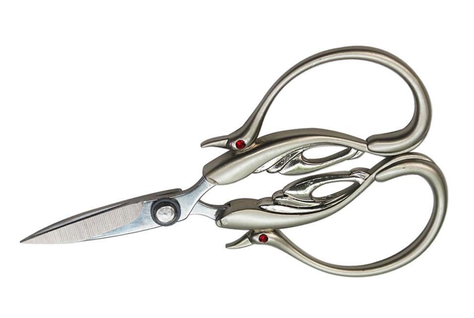 Schwan Stil Stickerei Schere Edelstahl Stoff Cutter Schneider Schere Haushalt NäHenne Schere Hand Werkzeuge: grau
