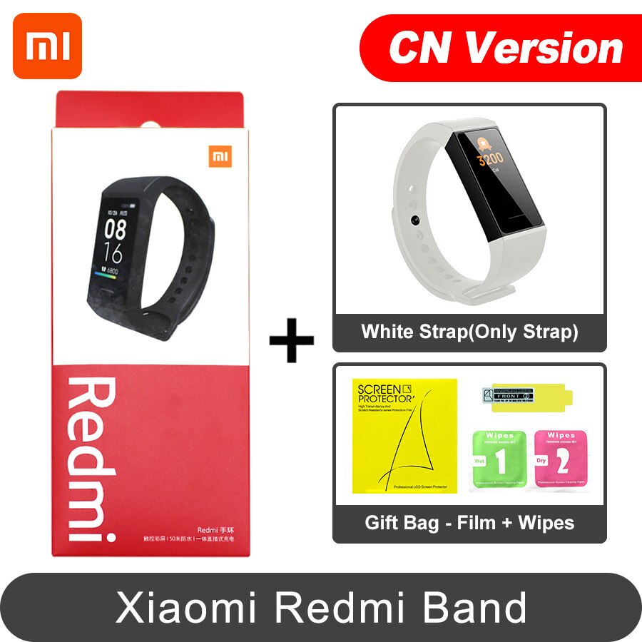 Xiaomi Redmi Band Smart Heart Rate Sport Monitor Bluetooth 5.0 Waterproof Bracelet Touch Large Color Screen Wristband: CN White N Film