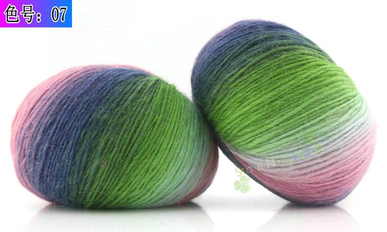6 Stuks * 50G 100% Australische Wol Regenboog Garen Voor Breien Hand Geweven Lijn Knit Hand Gehaakte breien Regenboog T50: 07