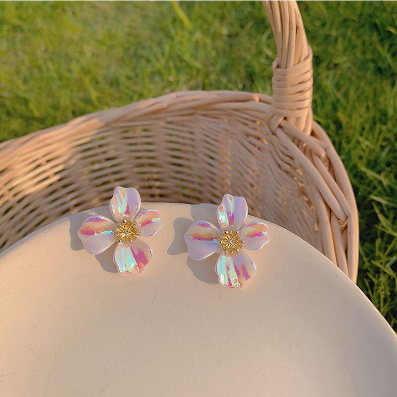 earrings female tide temperament ultra stereo flower fairy dazzle colour earrings earrings sweet girl