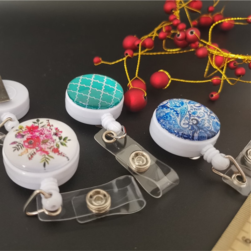 1 styk top udtrækkelig læge sygeplejerske badge rulle blå og hvid porcelæn mønster id-kort badge holder