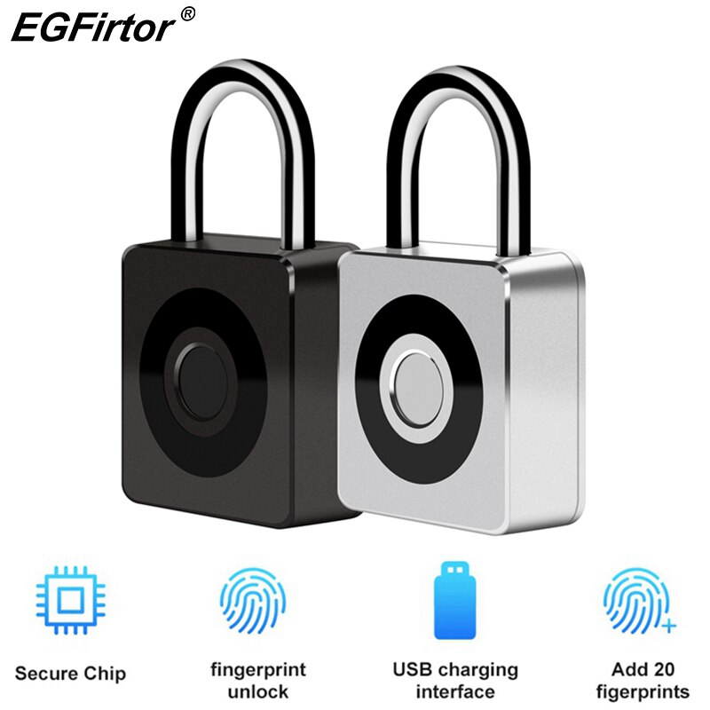 Smart Vingerafdruk Hangslot Biometrische Keyless Anti-diefstal Beveiliging Hangslot Bagage Case Lock Beveiliging Elektrische Deurslot