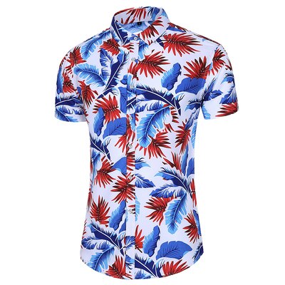 Sommerskjorte herre blomsterprintede kortermede skjorter herre plus size strand hawaiiansk topper bluse herre 5xl 6xl 7xl: Asiatisk  xl 55kg-65kg