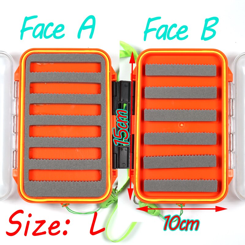 Bimoo 1 Pcs 2 Layer Fly Vissen Pocket Box Waterdichte Case Voor Nymph Droge Natte Vliegen Forel Karper Zalm Vissen fly Box S L