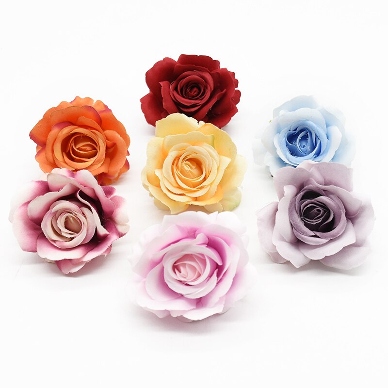 10 stycken konstgjorda blommor siden rosor heminredning tillbehör bröllop scrapbook godis box arrangemang diy brosch jul