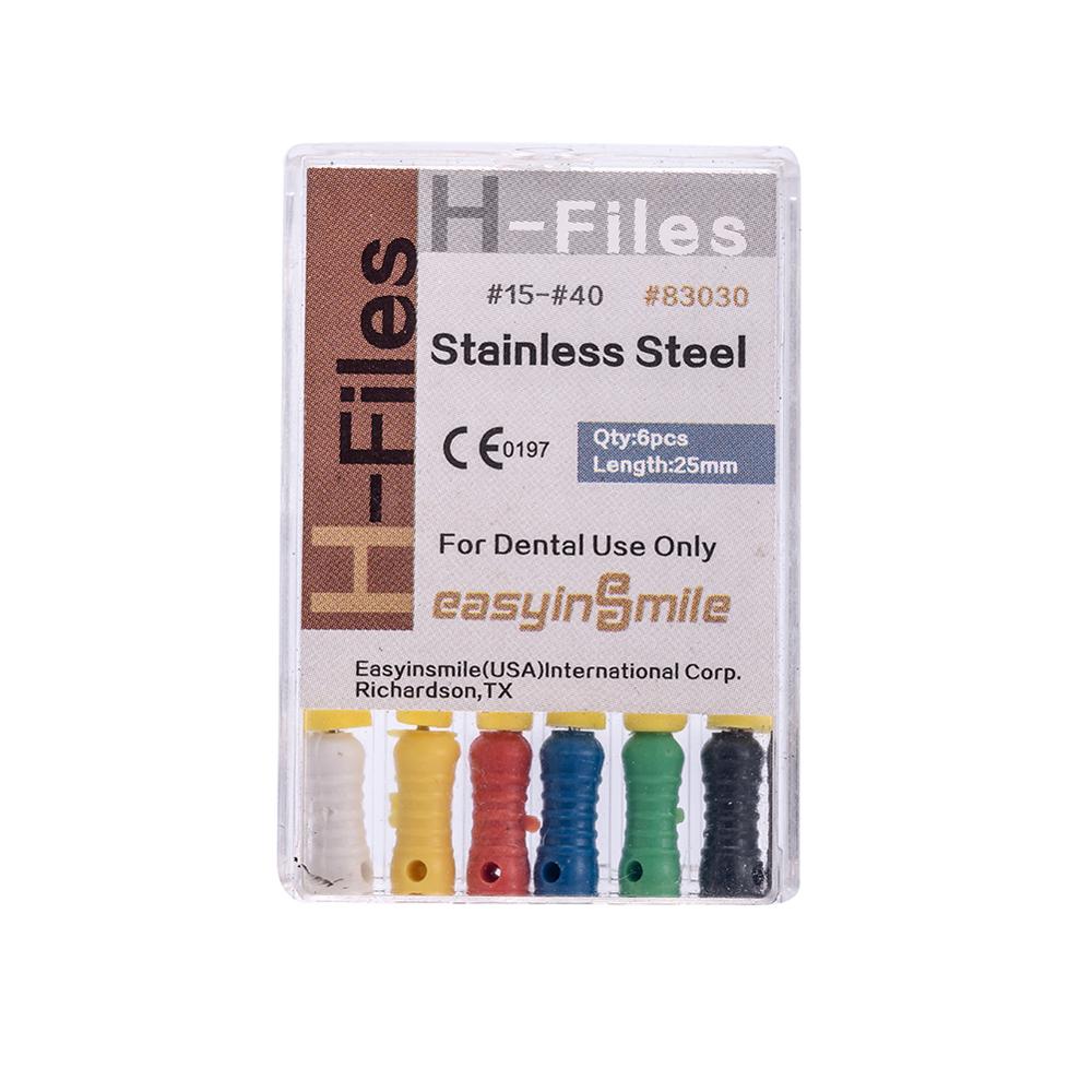 10Packs Dental Endo Stainless Steel Root Canal Endodontic H-Files Reamers Hand Use 25mm EASYINSMILE 6Files Per Pack: Size 15-40 Assorted