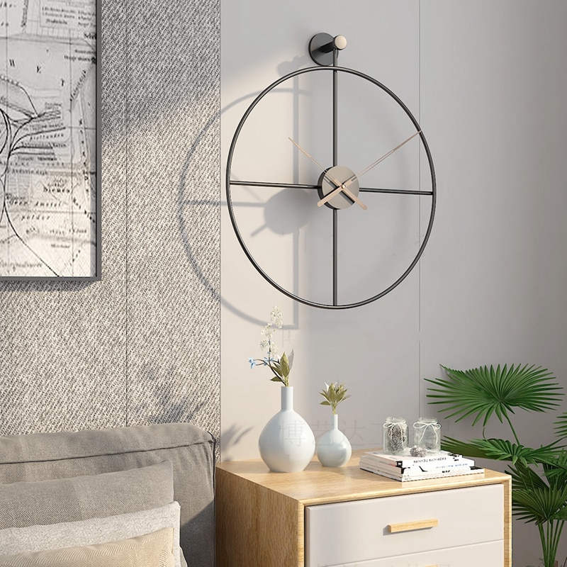 Reloj de pared de estilo nórdico de Metal grande, 40cm, para el hogar, dormitorio, arte del hierro, decoración del hogar
