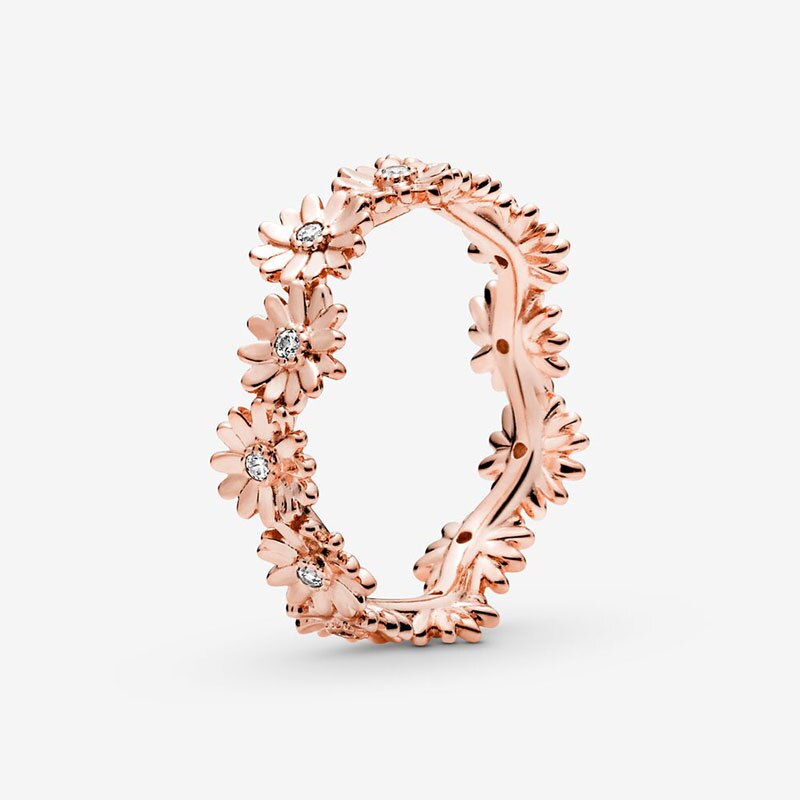 Lente Authentieke 925 Sterling Zilveren Ring Fonkelende Daisy Bloem Kroon Ringen Vrouwen Engagement Sieraden: 9 / 094