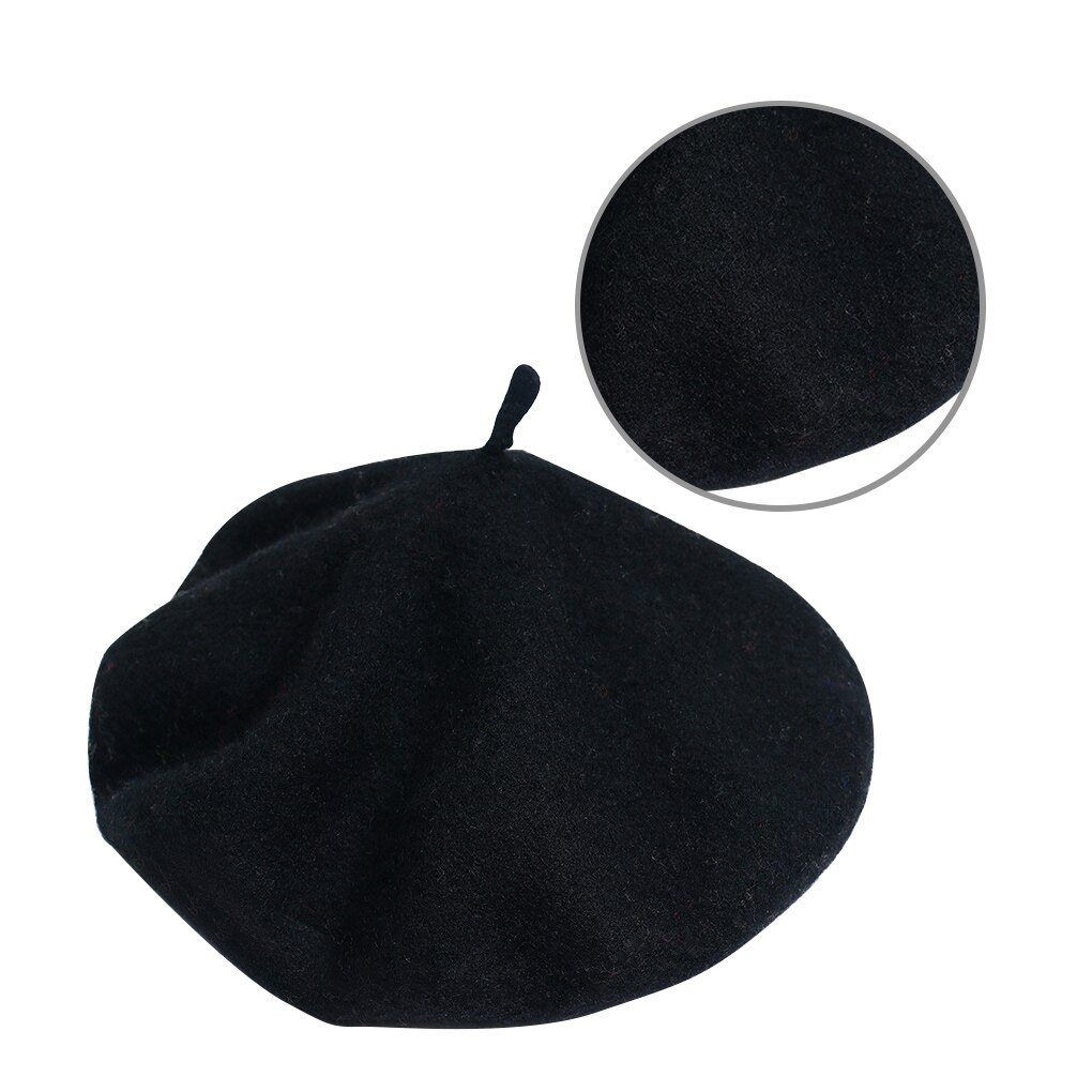 Women Girl Beret French Artist Warm Wool Winter Beanie Hat Cap Vintage Plain Beret Hats Solid Color Lady Winter Caps: A