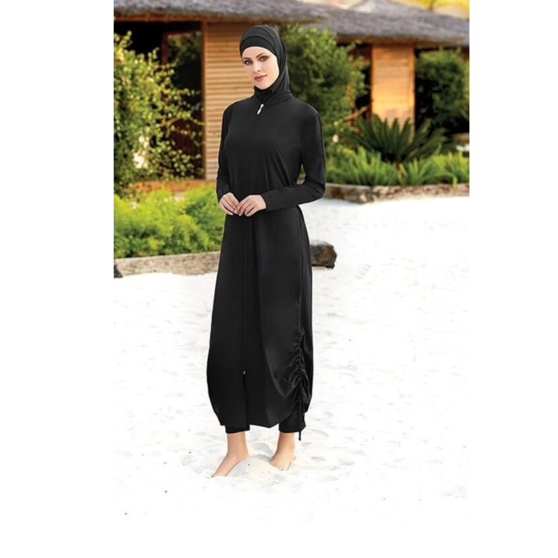 3Pcs Islamitische Meisjes Moslim Zwemkleding Hijab + Lange Jurk + Broek Vrouwen Volledige Bedekt Badmode Zwemmen Zwemmen Surfen Strand sportkleding